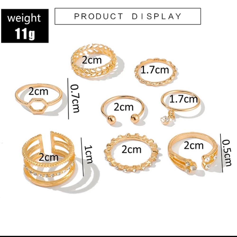 New Luxury Shiny Square Crystal Stone Gold rings - Picture 2 of 6
